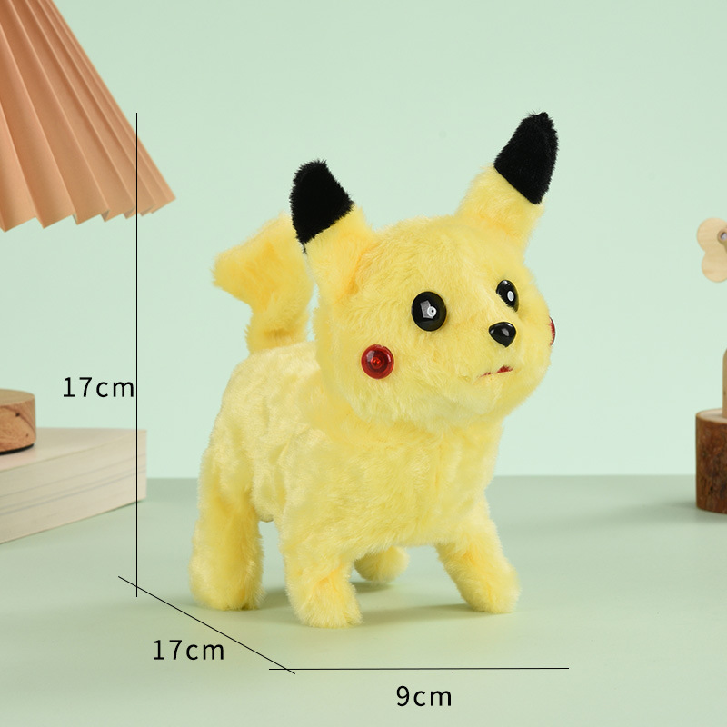 Simulated Electric Pikachu Plush Toy with Light-Up Fur, Walking and Talking Electronic Pet Doll, Children's Toy