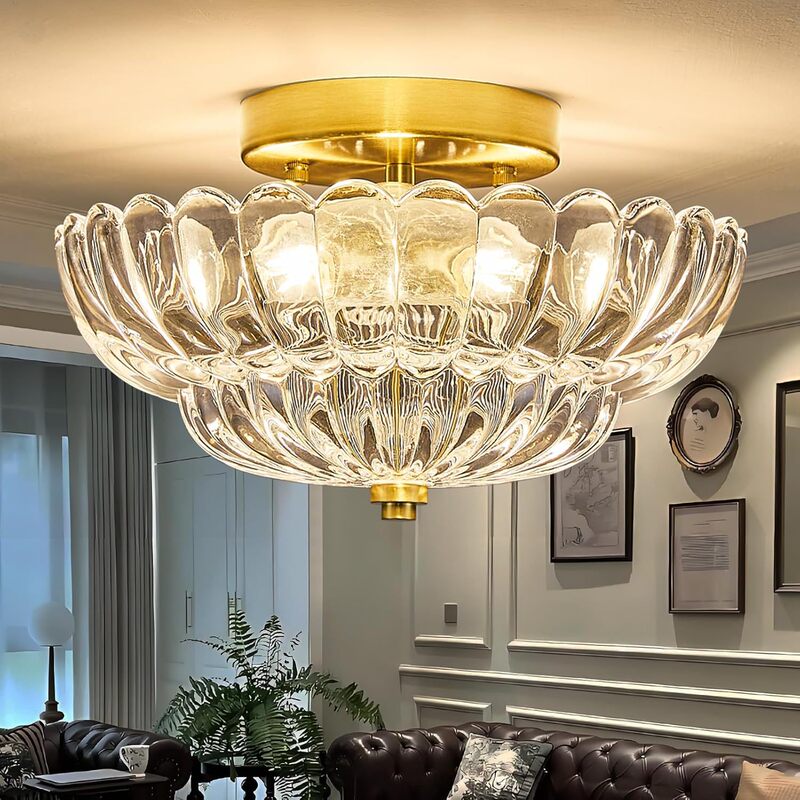 Glass Ceiling Lamp Amazon Exclusive Factory New Glass Lampshade American 3-Prong Lamp Holder E26 Antique Bronze Ceiling Lamp