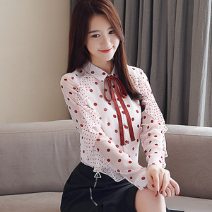 爆款好质量2021春季新款时尚女式衬衫重工制作波点衬衣女装上衣潮