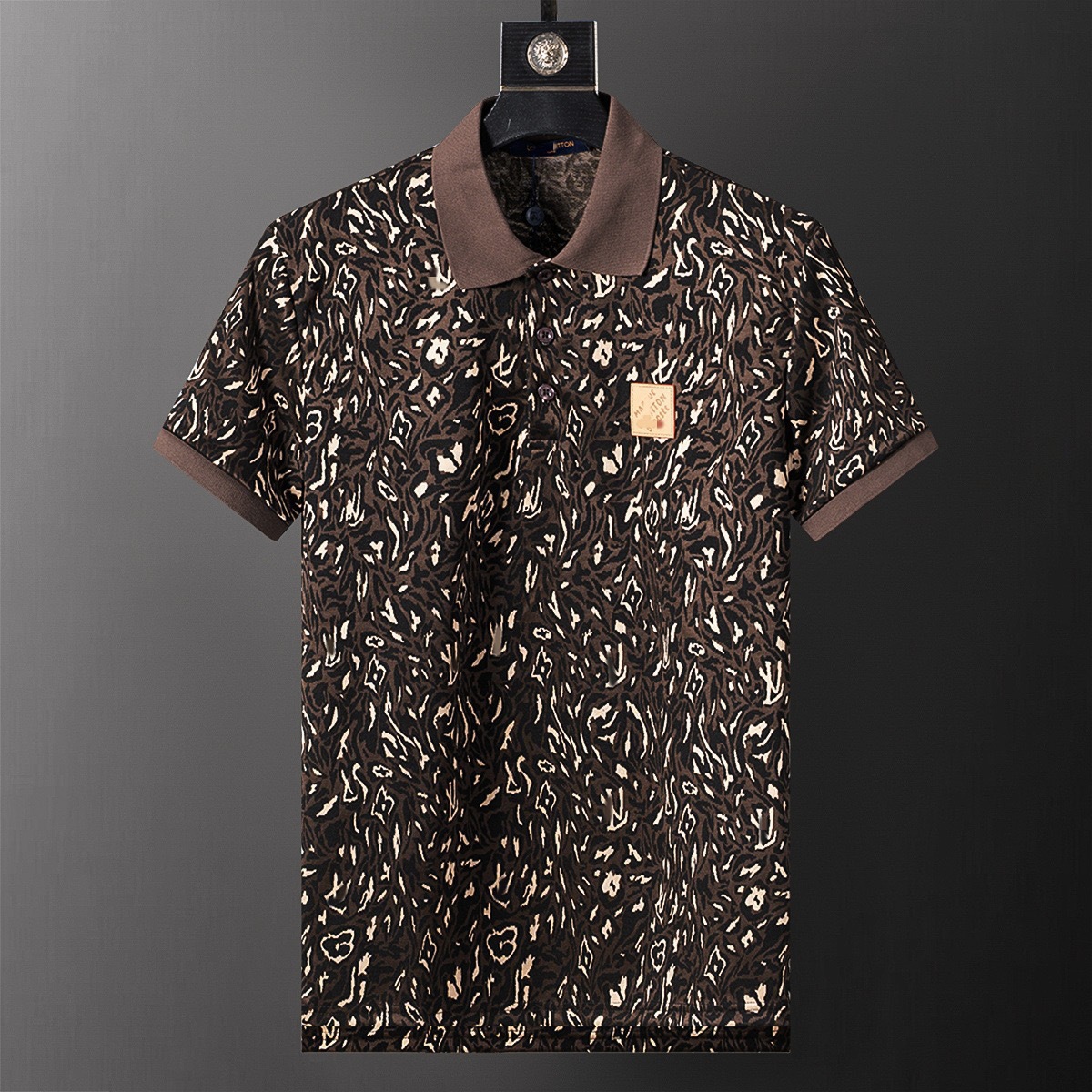 SS25 nueva estación europea de verano de alta calidad de hombre con solapa de algodón perla camisa polo de manga corta