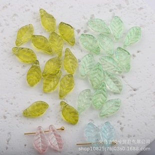 Imitation Czech Beads Laurel Leaf Glazed Mini Green Leaf Beads Handmade DIY Material Bracelet Necklace Jewelry