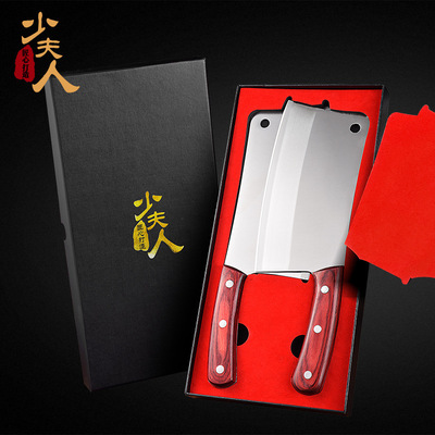 不锈钢菜刀 刀具套装 砍骨切片两件套刀 一体式厨用刀 5铬砍骨刀