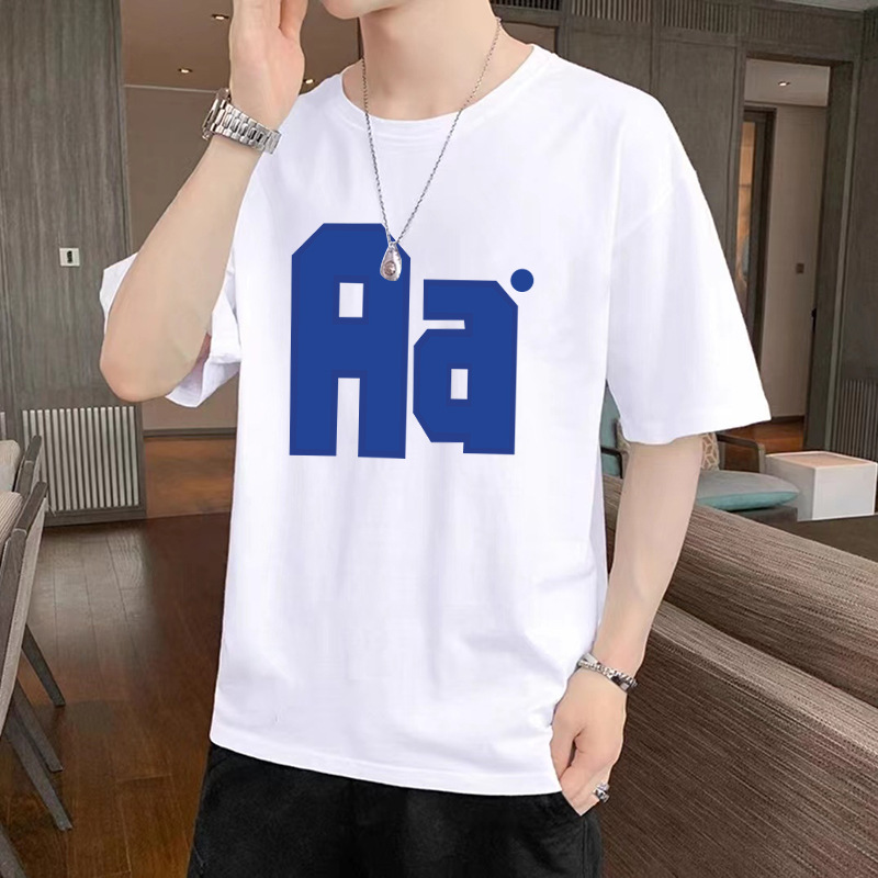 Moda estilo coreano corto moda negro hielo seda manga corta Camiseta cuello redondo Camiseta para hombres y mujeres