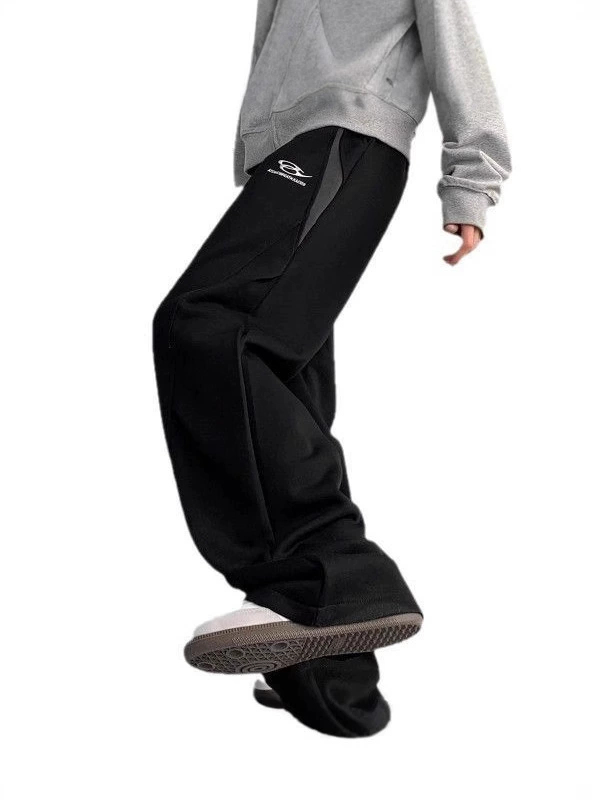 Trend spring casual trousers for leisure, American style, oversize, loose straight fit