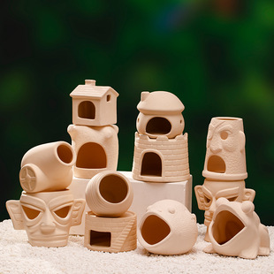 Aquarium fish tank ceramic shelter house small house landscaping suit shrimp House cichita shelter pot breeding pot Fish House