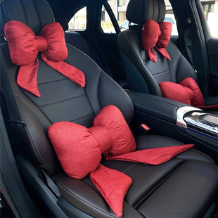 Factory direct car network red streamer bow headrest pillow car seat waist cushion waist protection Four Seasons Universal