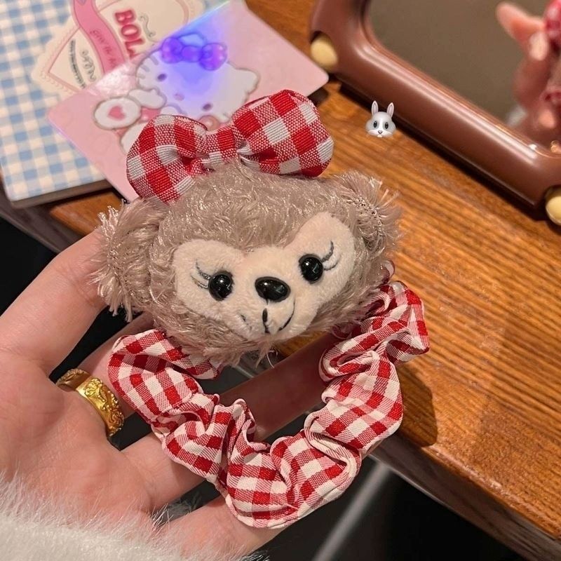 かわいいシェリー薔薇格子髪輪紐学院JK風紅格子公仔前髪鴨口クリップ日系髪飾り|undefined