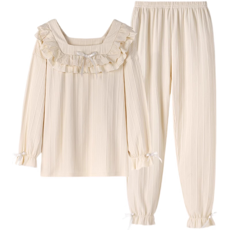 Leche fufu pijamas de manga larga ins estilo primavera y otoño estilo coreano estilo de corte dulce Otoño e Invierno ropa para el hogar pequeño libro rojo mismo estilo