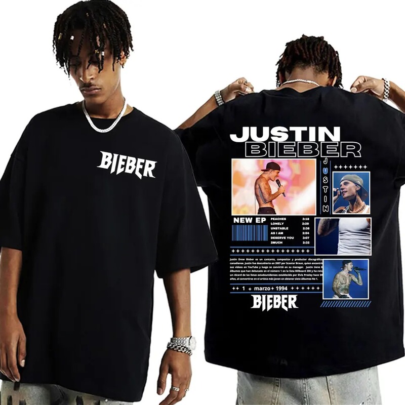 2025-26 Rapper Justin Bieber Tour Graphic T-Shirt, Men's Clothing, Hip-Hop Trendy T-Shirt 2025-26 Rapper Justin Bieber Tour Graphic T-Shirt, Men's Clothing, Hip-Hop Trendy T-Shirt