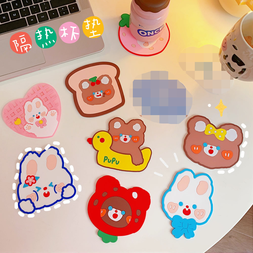 Cartoon creative insulation home silicone coaster cute tea tea bears…