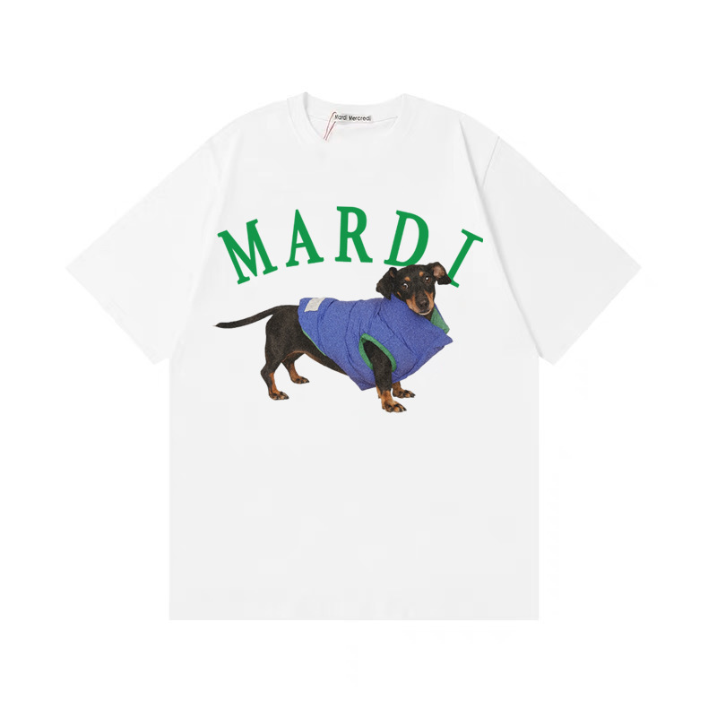 外国貿易韓国Mardi半袖女性ソーセージ犬プリント金高銀同金jennieゆるい純綿重ポンドtシャツ|undefined