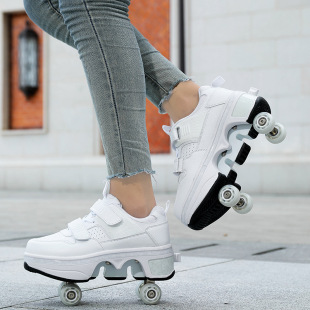 Four-Wheel Heelys Shoes for Men and Women, Adult Roller Skates, Automatic Walking Brakes, Invisible Student and Kidsren's Deformation Shoes