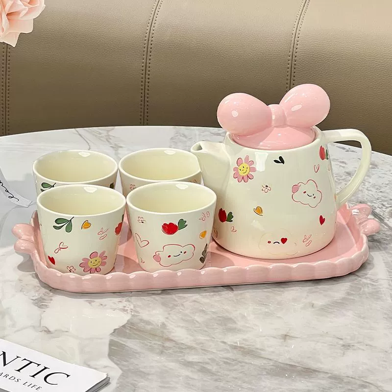 Переезд в новую квартиру, керамический домашний набор чашек для воды для гостиной, домашний чайный сервиз, свадебный подарок, чайник, чашка для чая, свадебный подарок