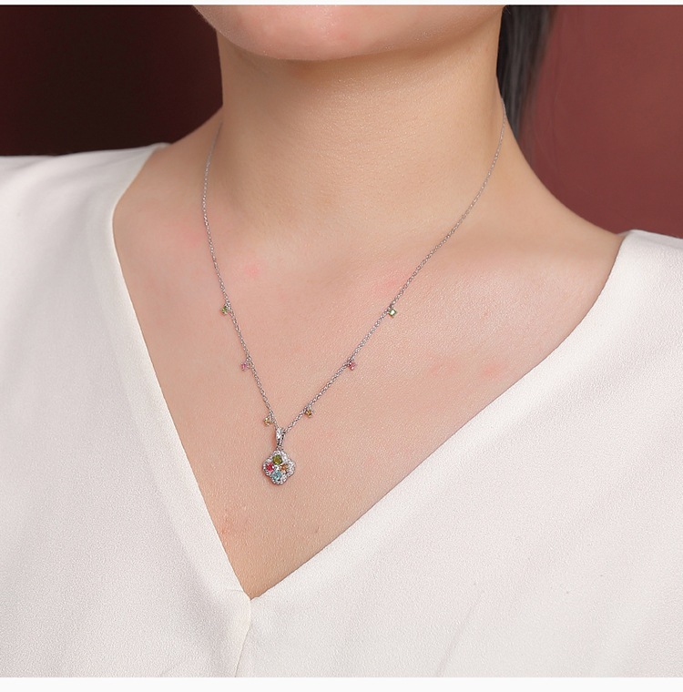 Mặt dây chuyền bạc 925 hình tứ diệp thảo thiết kế nhỏ xinh, dây chuyền cổ xương đòn — Dây chuyền bạc - Chain chi tiết 8