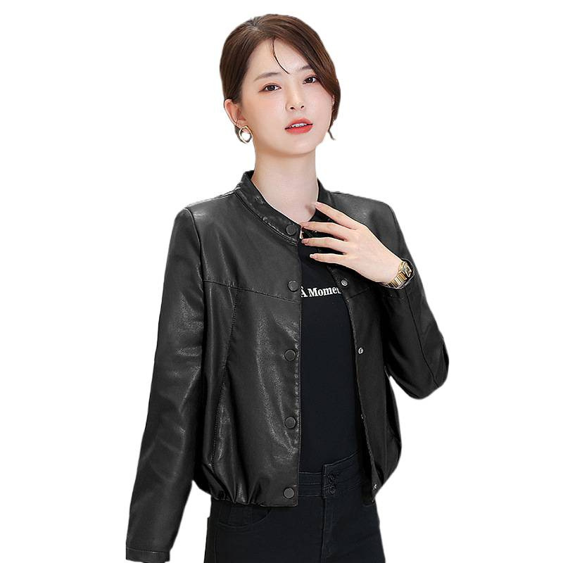 宽松显瘦皮衣女夹克短款外套2025春秋新款韩版小个子休闲PU机车服|undefined
