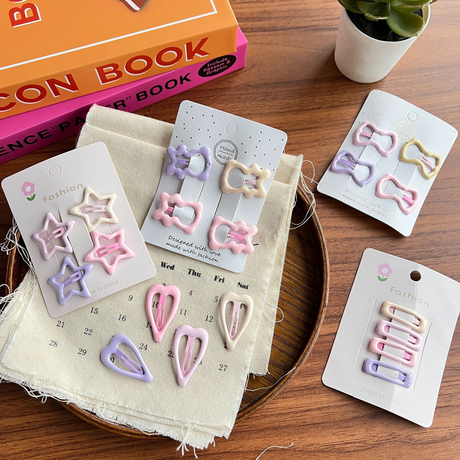 多巴胺粉紫系星星幾何滴油bb夾髮夾寶寶碎髮夾劉海夾兒童前額髮夾