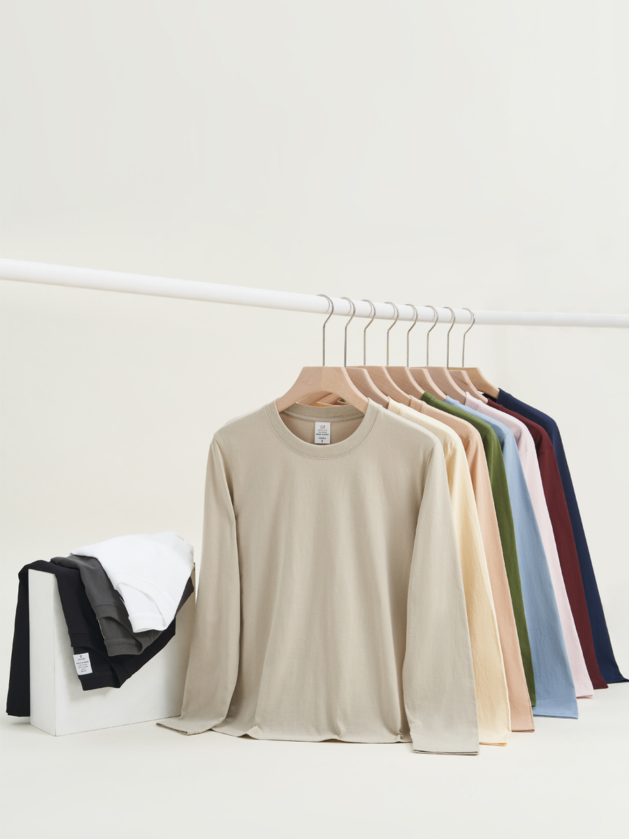 White base cotton demi-season warm long-sleeve with a round collar