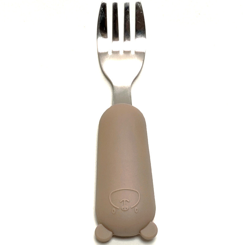 라이트 브라운 (곰 실리콘 스테인레스 스틸 포크)