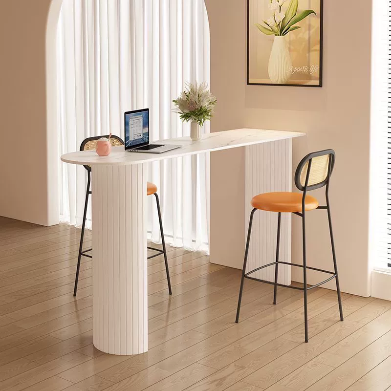 Барный стол из чистого белого сланца в кремовом стиле, простой открытый стиль, домашний стол в стиле ваби-саби, балконный стол, кухонный стол-перегородка, трансграничный