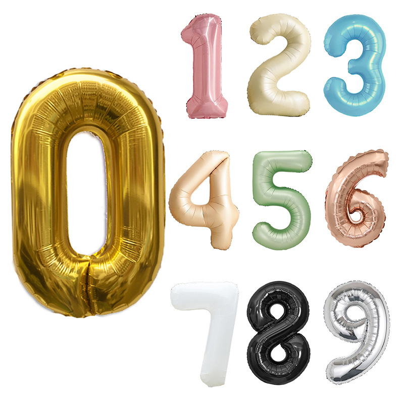 32 pulgadas versión estadounidense dorado plateado cumpleaños número fiesta feliz escena decoración gradiente película de aluminio papel de aluminio globo al por mayor