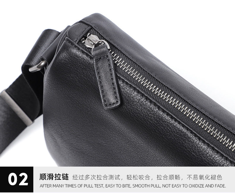Túi đeo chéo nam da bò thật dạng hộp nhỏ 29×11×17 cm — Màu đen chi tiết 17