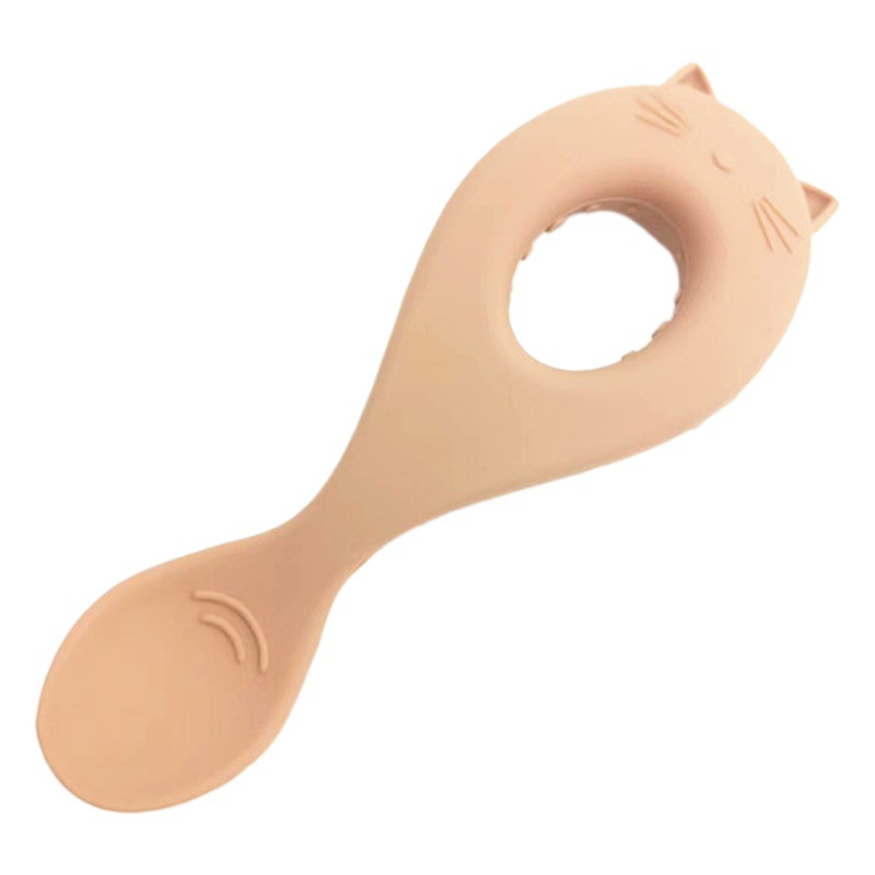 Cuchara de silicona de grado alimenticio bebé infantil entrenamiento suplemento alimenticio cuchara niños vajilla dibujos animados mordedura de mano cuchara de arroz