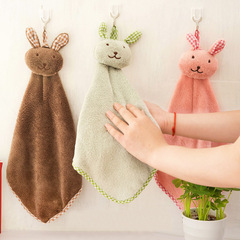 Creative Cute Rabbit Kitchen Thickened Hanging Towel Absorbent Hand Towel Bathroom Cartoon Handkerchief