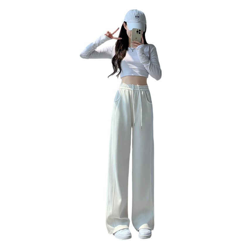 Pantalones anchos estilo banana para mujer, modelo nuevo 2026, finos y casuales de verano, pantalones deportivos rectos extendidos para tallas pequeñas.