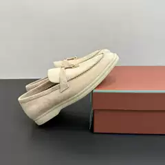 Women's Foreign Trade Light Luxury Loafers with Tassels, Slip-On Slip-Ons, Genuine Leather Round-Toe Versatile Cross-Border Flat Casual Shoes