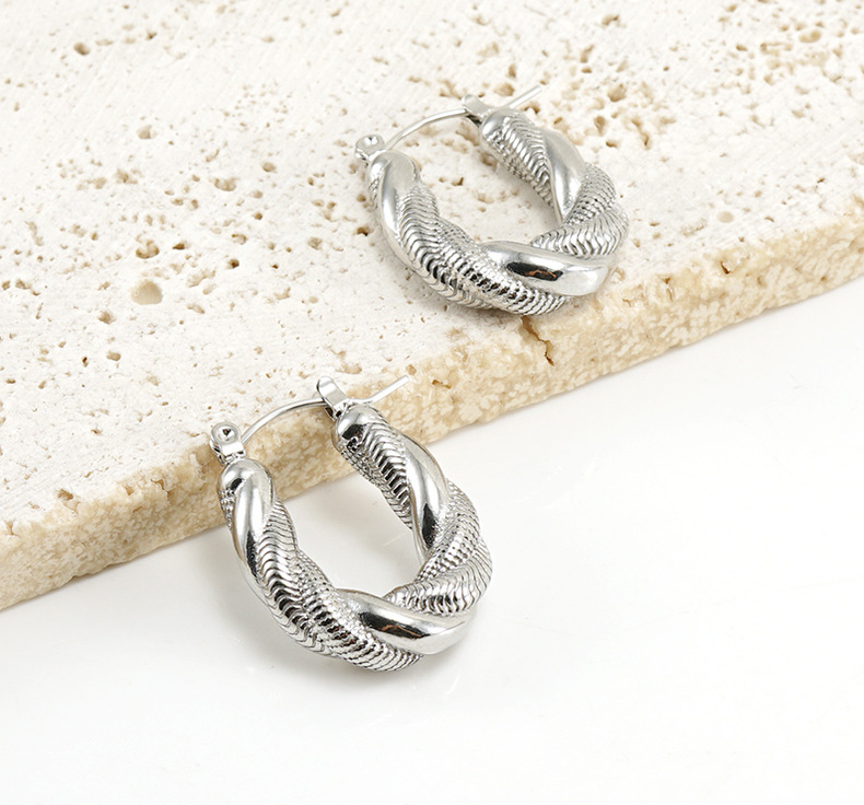 18K Gold Plated Plating Material Hoop Earrings Classification 1 Pair Quantity Fashion U Shape Titanium Steel Plating Hoop Earrings 1 Pair