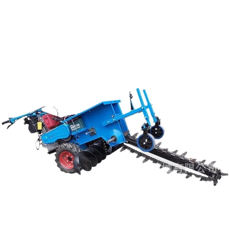 máquina de zanja de cadena pequeña máquina de zanja de tubería enterrada tipo autopropulsado máquina de zanja de cinturón verde de ingeniería de mano agrícola