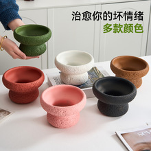 北欧INS风多巴胺色水泥花盆卧室火山石高颜值多肉文竹小绿植桌面