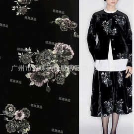 重工立体电脑刺绣亮片订珠花朵DIY服装礼服旗袍外套面料跨境现货