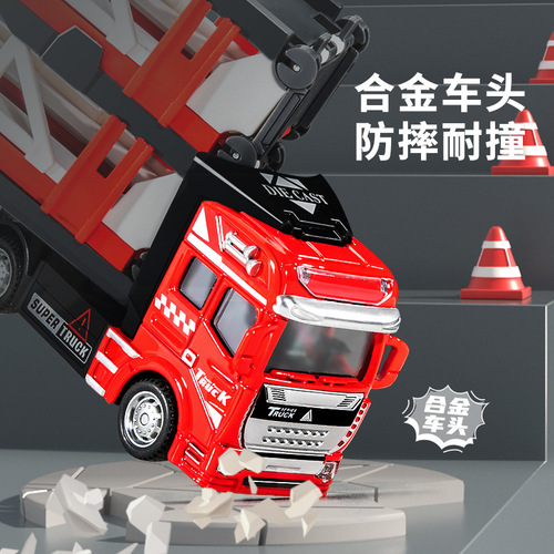 Educational deformation track toy car alloy ejection car storage sliding folding transport container boy toy