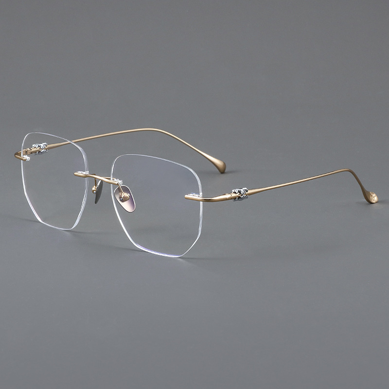 Ultra-light myopic rimless glasses frame men's casual women's plain pure titanium high-grade big face flat light Danyang frame wholesale