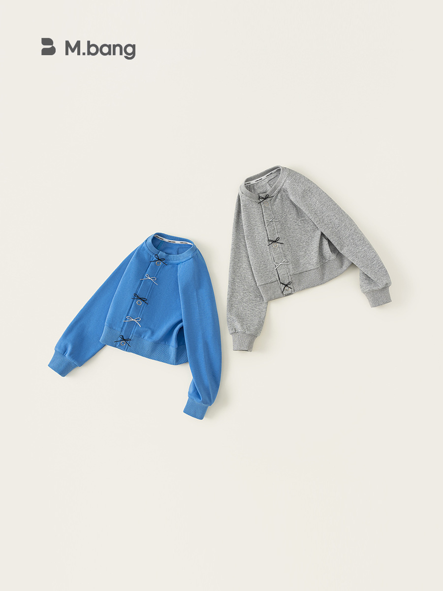 Youbao ropa para niños chaqueta para niñas primavera 2025 nuevo estilo chico mediano y grande estilo occidental lazo chica cardigan top primavera