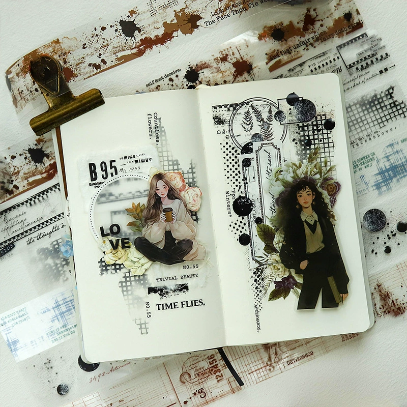 Томатный соус девочка ПЭТ лента рисунок серия мазок коллаж тема материал ручное оборотное наклейки 6 моделей