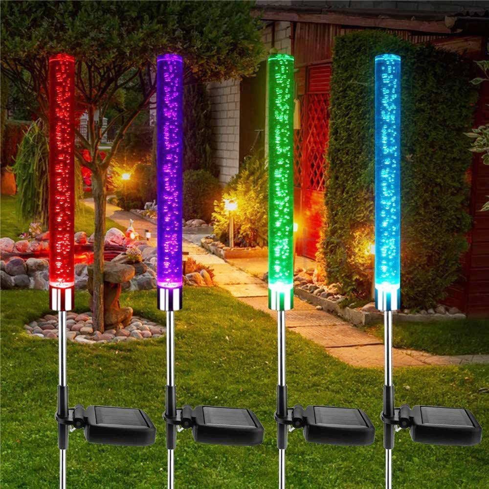 LED solar al aire libre lámpara de caña luminosa lámpara decorativa de césped colorida acrílica burbuja varilla lámpara de paisaje image 1