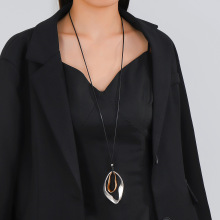 欧美跨境爆款几何夸张项链女士小众时尚高级百搭长款毛衣链配饰