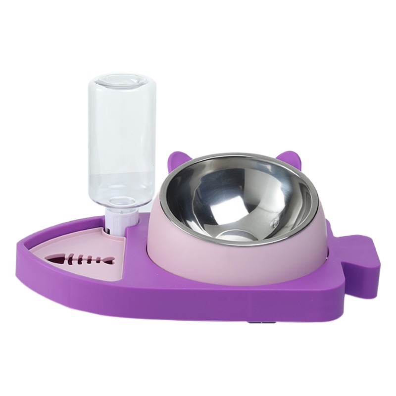 Tazón de gato para mascotas dispensador de agua tazón antiestrangulador tres en uno protección del cuello del gato agua potable automática antidetonante antiestrangulamiento vajilla para perros