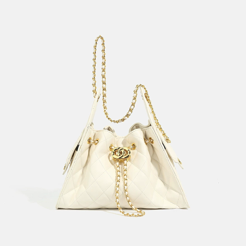 Плечевая сумка, вместительная цепочка, подмышечная сумка, стиль Chanel, шнуровка