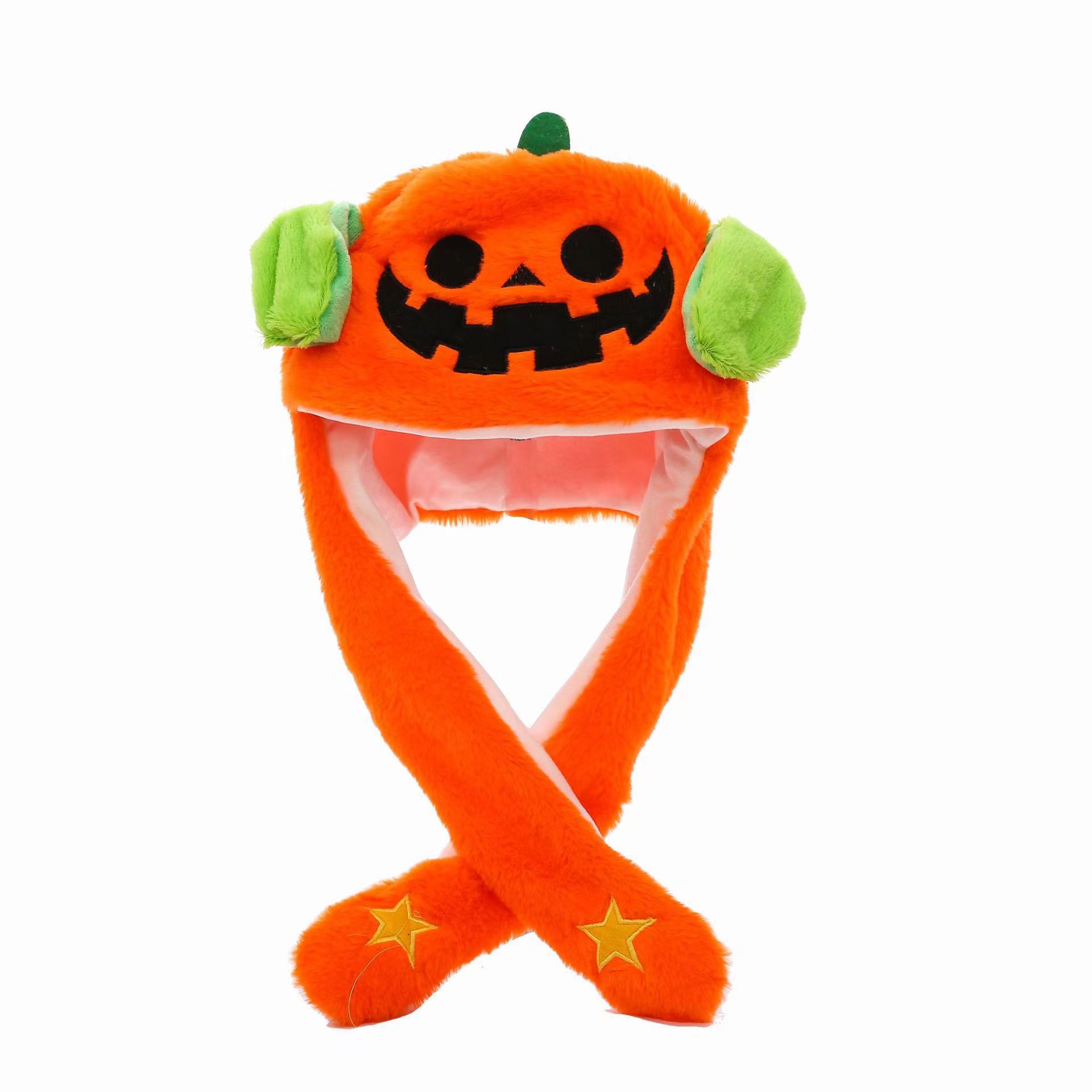 Las lindas celebridades de Internet de Halloween pellizcan las orejas y se mueven el sombrero de la oreja del conejo, la gorra del airbag del diablo de la calabaza