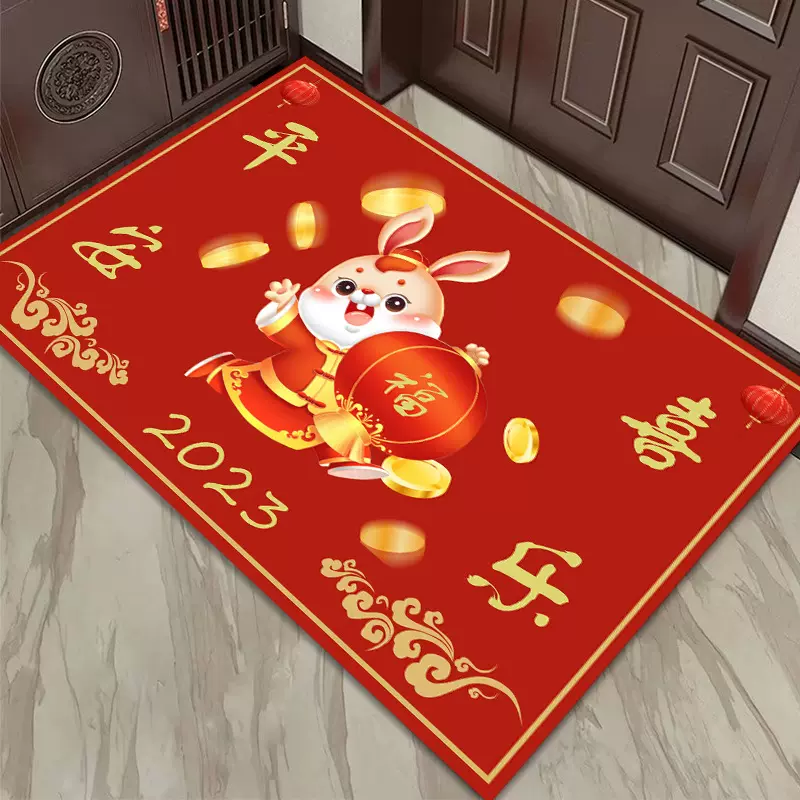 进门免洗厨房吸水脚垫防滑地垫地毯印花入户玄关水晶绒兔子门垫