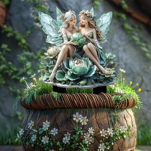 Cross-Border Fairy on a Green Lotus Indoor and Outdoor Acrylic Decoration Waterproof and Wear-Resistant Floor Ornament Miniature