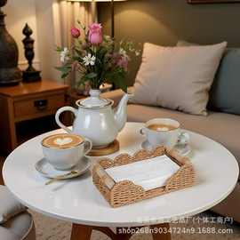 新款仿藤编织纸巾收纳筐藤编玄关钥匙客厅洗手间桌面餐巾纸收纳盒