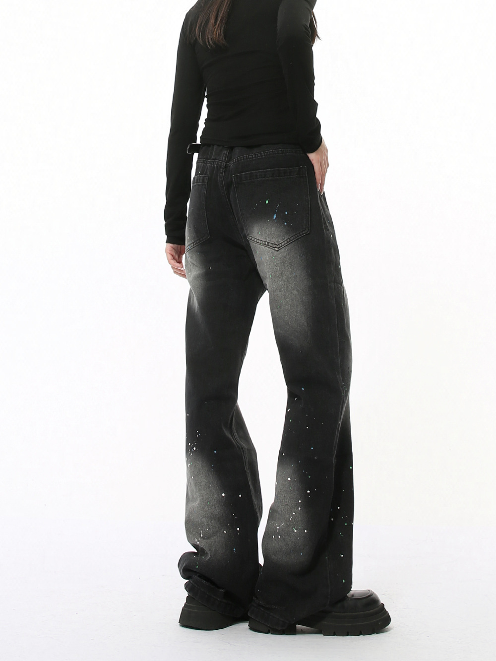 MTLCLOTHES Hombres| Cuatro temporadas nuevos productos personales coreanos tinta pulverizante blanco micro lavado jeans retro