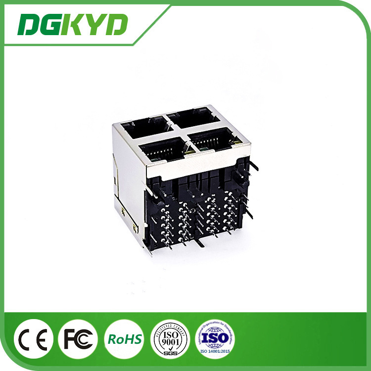 RJ45 Quad port connector Ethernet Gigabit filter with light no bullet 10PIN DGKYD RJ45 Quad port connector Ethernet Gigabit filter with light no bullet 10PIN DGKYD