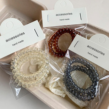 高级感电话线发圈头绳百搭套装头饰橡皮筋扎头发绑发高马尾发饰女