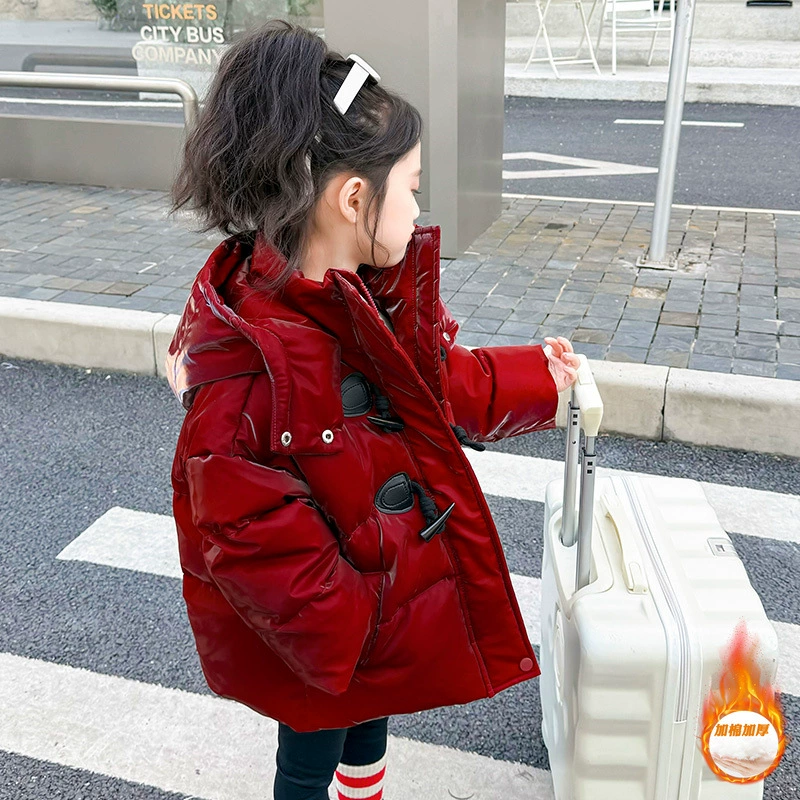 Детская зимняя куртка из блестящего хлопкового пуха, зима 2024, новая, утолщенная, с флисом