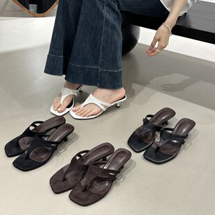 French Style Simple Elegant Thi-toe Sandals for Outwear Flip-flops All-match One-toe Sandals and Slippers for Women